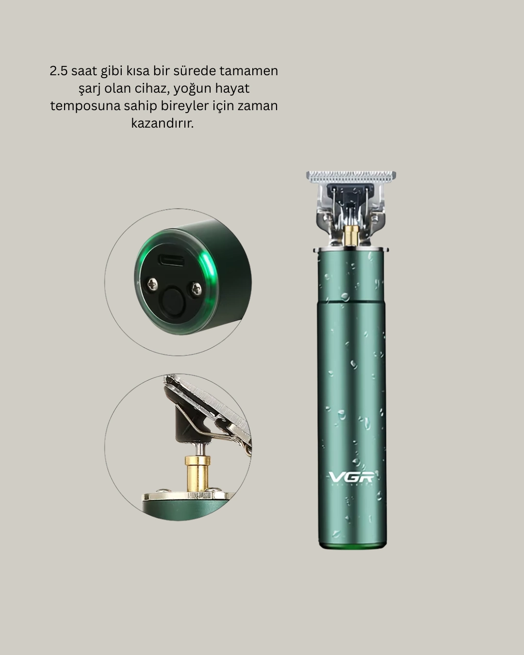 Ergonomik Su Geçirmez Saç Kesme Makinesi 2000 mAh
