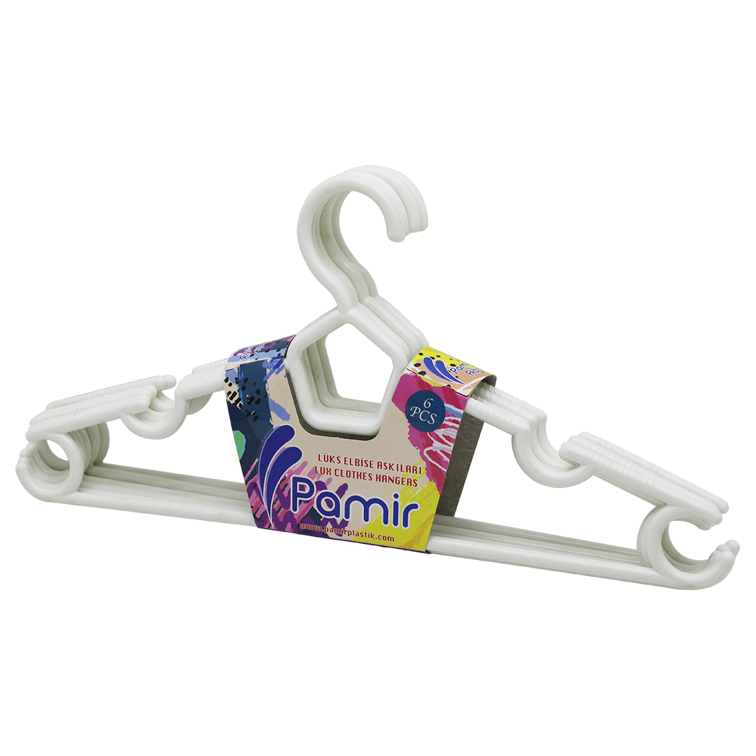 6 Parça Plastik Karizma Elbise Askı