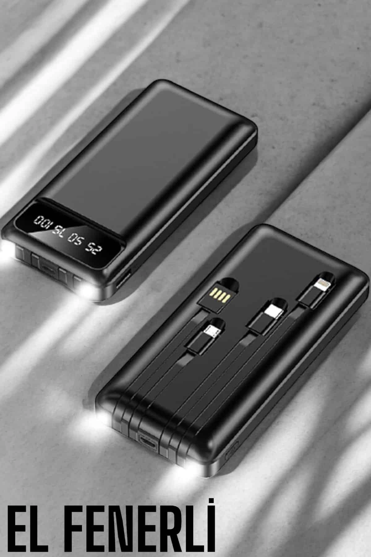 LCD Ekranlı 20.000mAh Powerbank USB Type-C Lightning Mikro