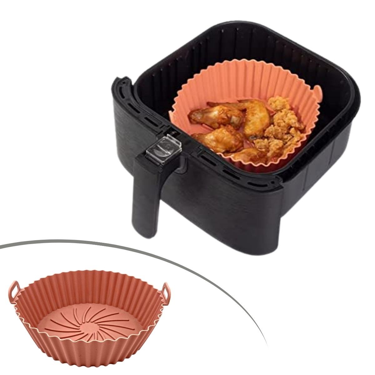 Renkli Isıya Dayanıklı Yıkanılabilir Silikon Fırın Ve Airfryer Yuvarlak Model Pişirme Matı 20 Cm