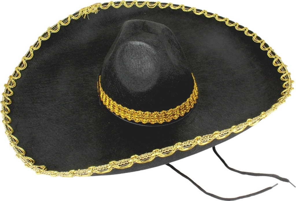 Meksika Tarzı Sombrero Şapka Yetişkin Boy Altın Şeritli