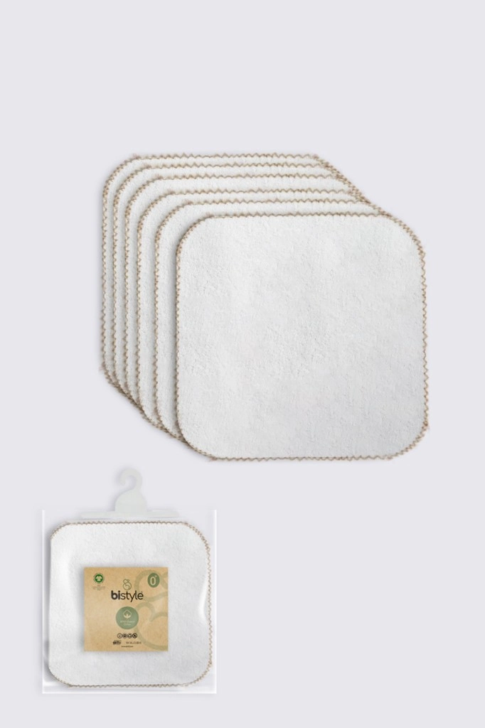 Ekru Renkli 6'lı Organik Havlu Mendil 28x28 cm