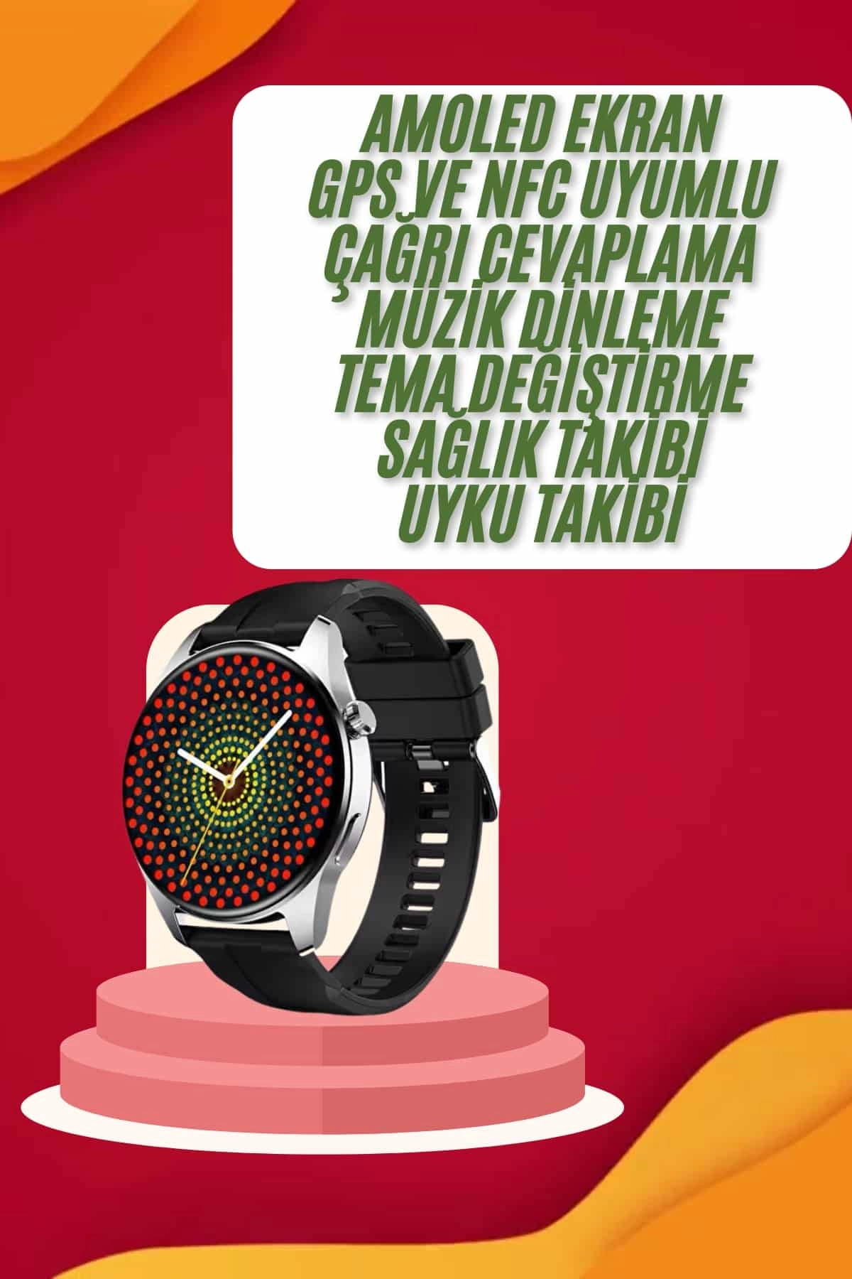 Yuvarlak Kasa 46mm Akıllı Saat Android Ve IOS Uyumlu Uyku ve Sağlık Ta