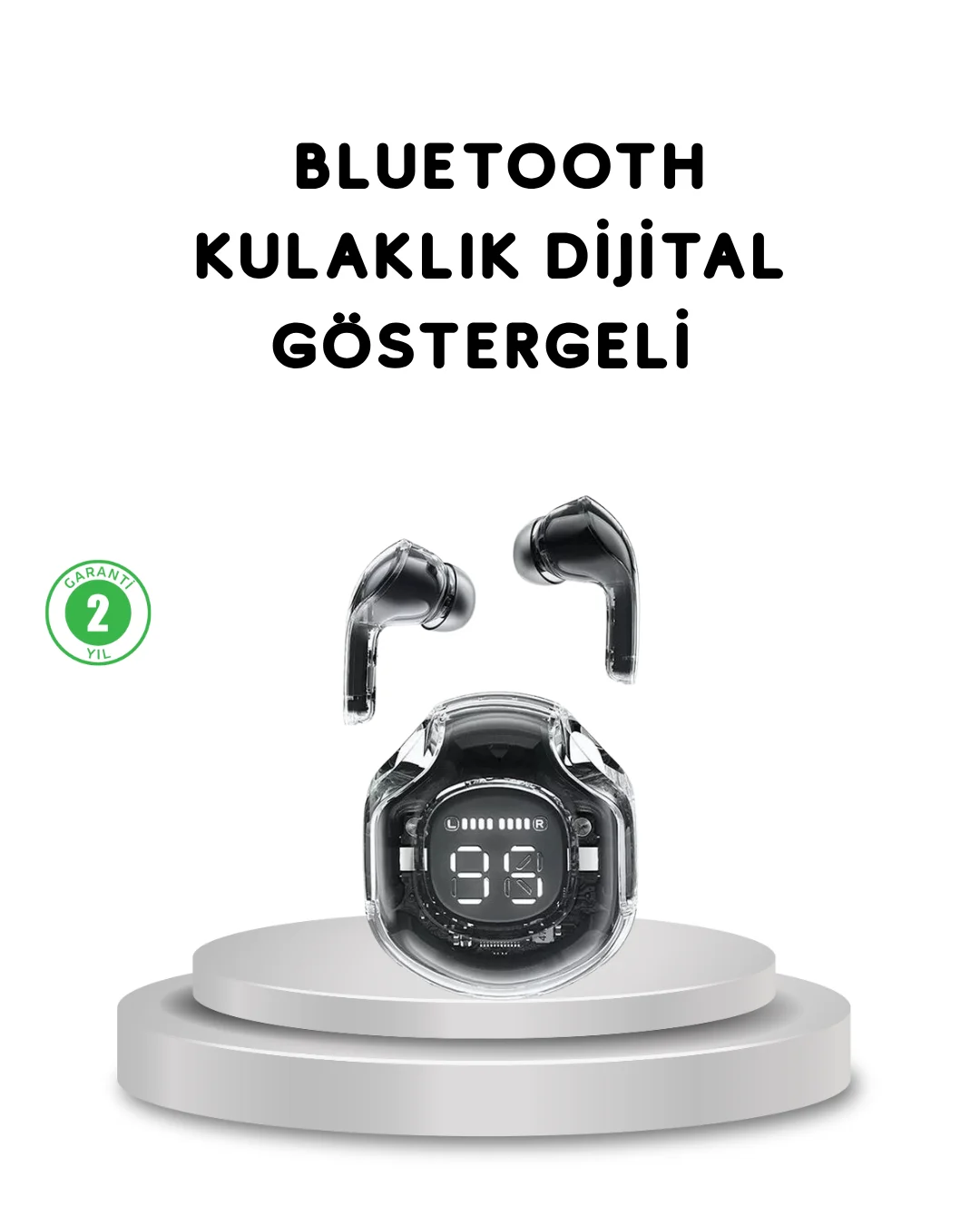 Bluetooth 5.3 Kablosuz Kulaklık HiFi Stereo ve Ekstra Bass Dijital Ekranlı
