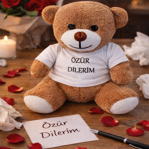 Özür Dilerim Tişörtlü Peluş Oyuncak 25 cm