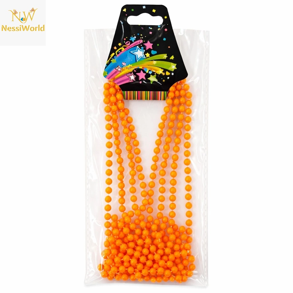 Retro Parti Aksesuarı Neon Turuncu Boncuk Kolye 80 cm