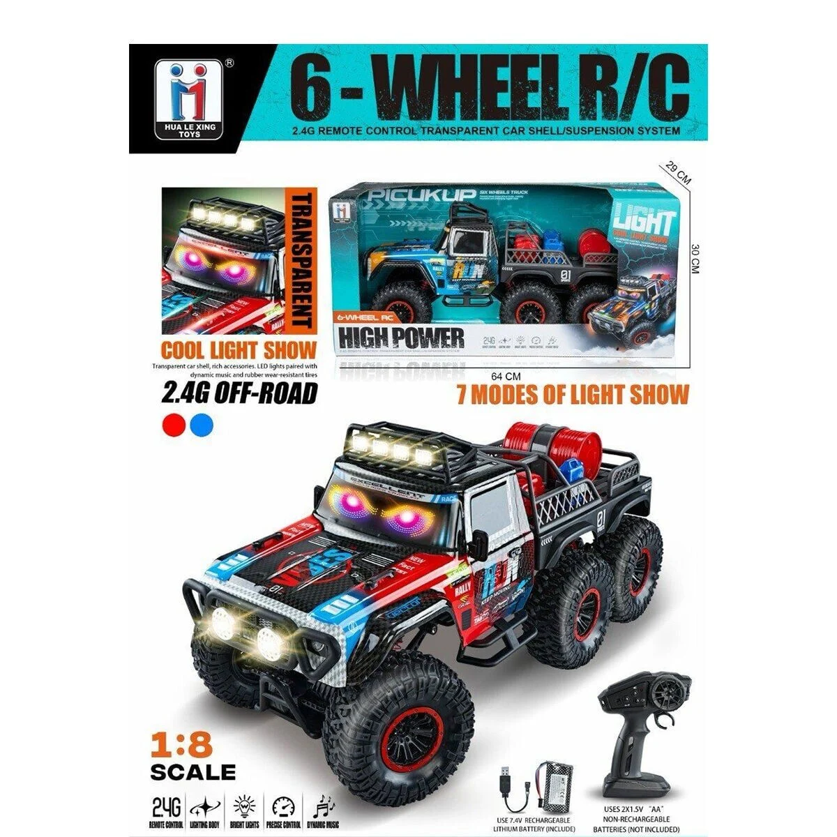 6026 2 4G Kontrollu 6X6 On Camda Farklı Modlarla Yanan Göz Led Işıklı Dev 1 18