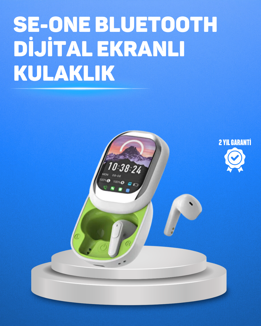 Şık Tasarımlı Siyah Beyaz Kablosuz Kulaklık Çoklu Dil Destekli