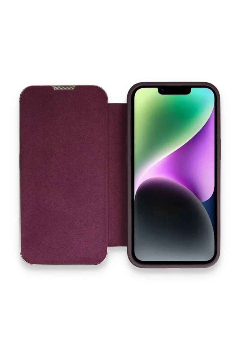 Apple iPhone 13 Pro Uyumlu Kılıf Dolpin Kapaklı - Derin Mor