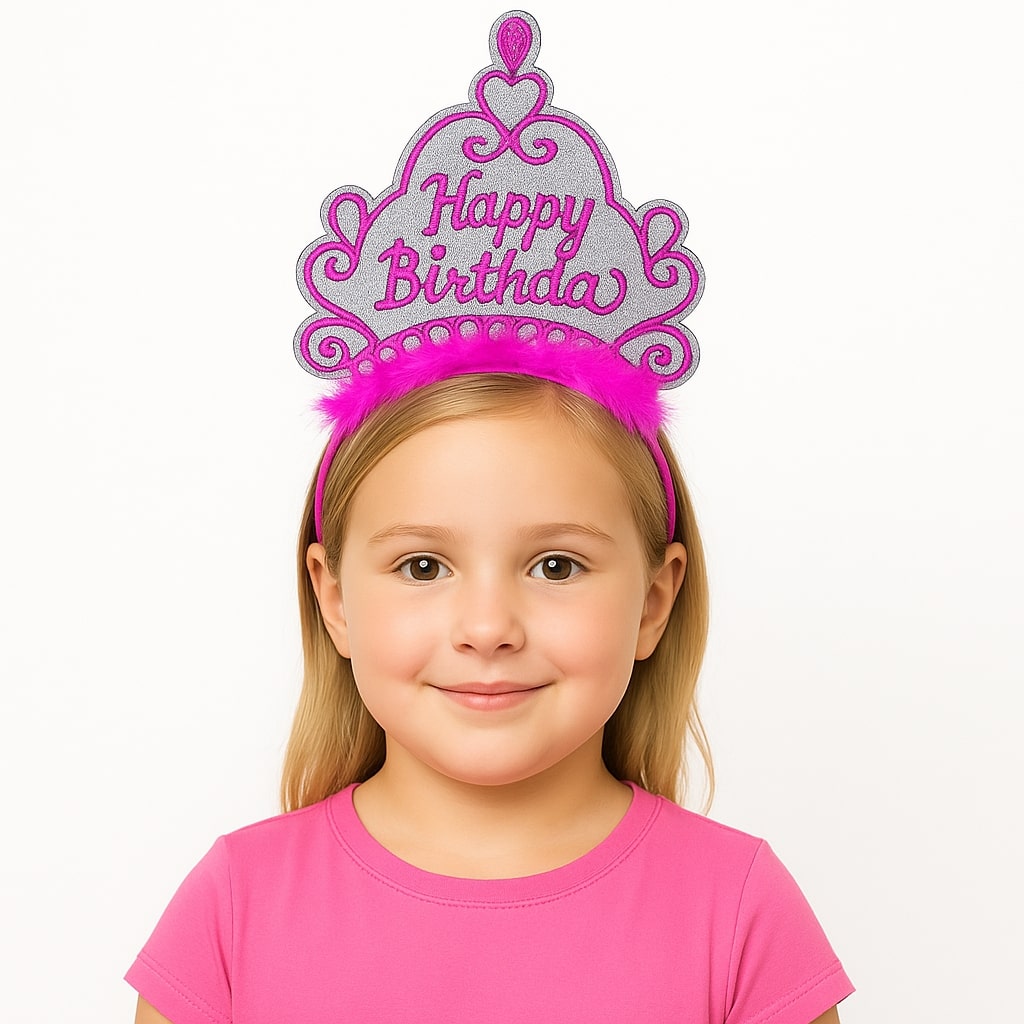 Pembe Happy Birthday Prenses Tacı ? Doğum Günü Taç Aksesuarı