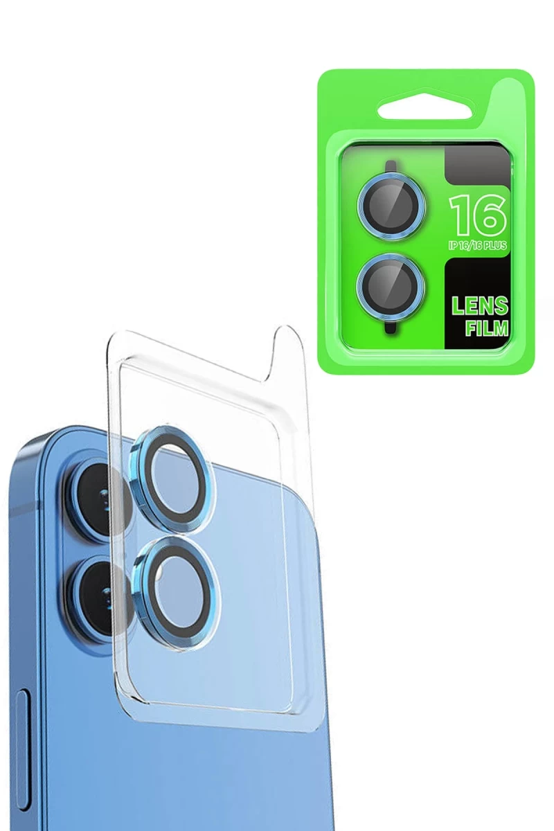 Apple iPhone 16 Plus Uyumlu Raze Metal Kamera Lens - Lacivert
