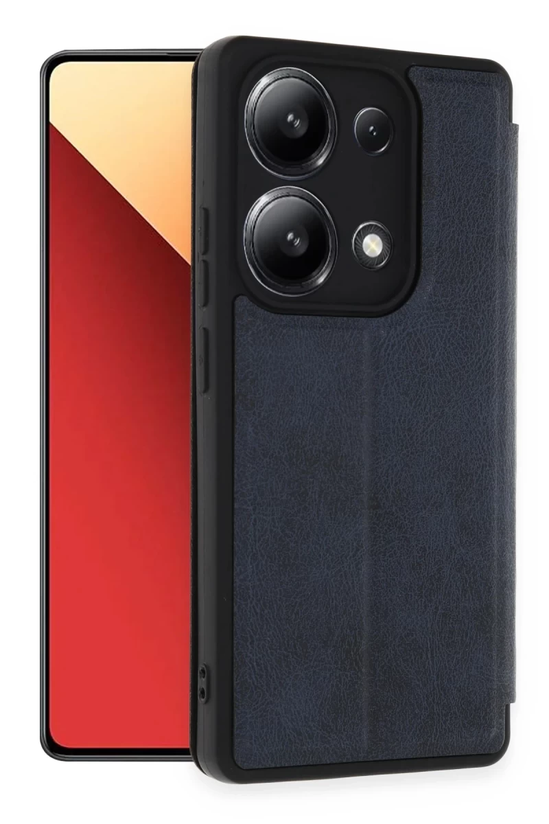 Xiaomi Redmi Note 13 4G Uyumlu Kılıf Flip Cover - Lacivert