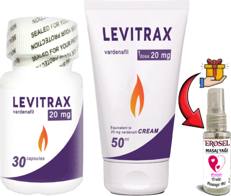 Helsol 30LU Levitrax Kapsül + 50 ml Levitrax Krem: Erkeklerin Performanslarına Özel Set + Hediye Erosel Masaj Yağı