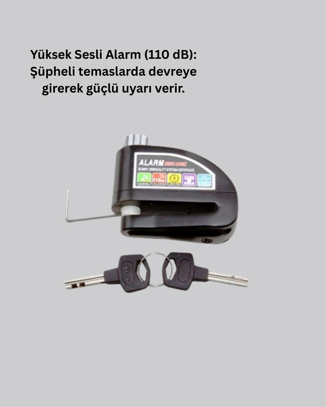Güvenilir Alarmlı Disk Kilidi 7 mm Motosiklet Scooter Bisiklet