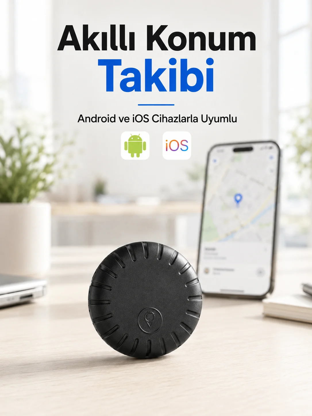 Akıllı GPS Takip Cihazı Android ve iOS Uyumlu 2 Yıl Pil Ömürlü Mini Konum Bulucu