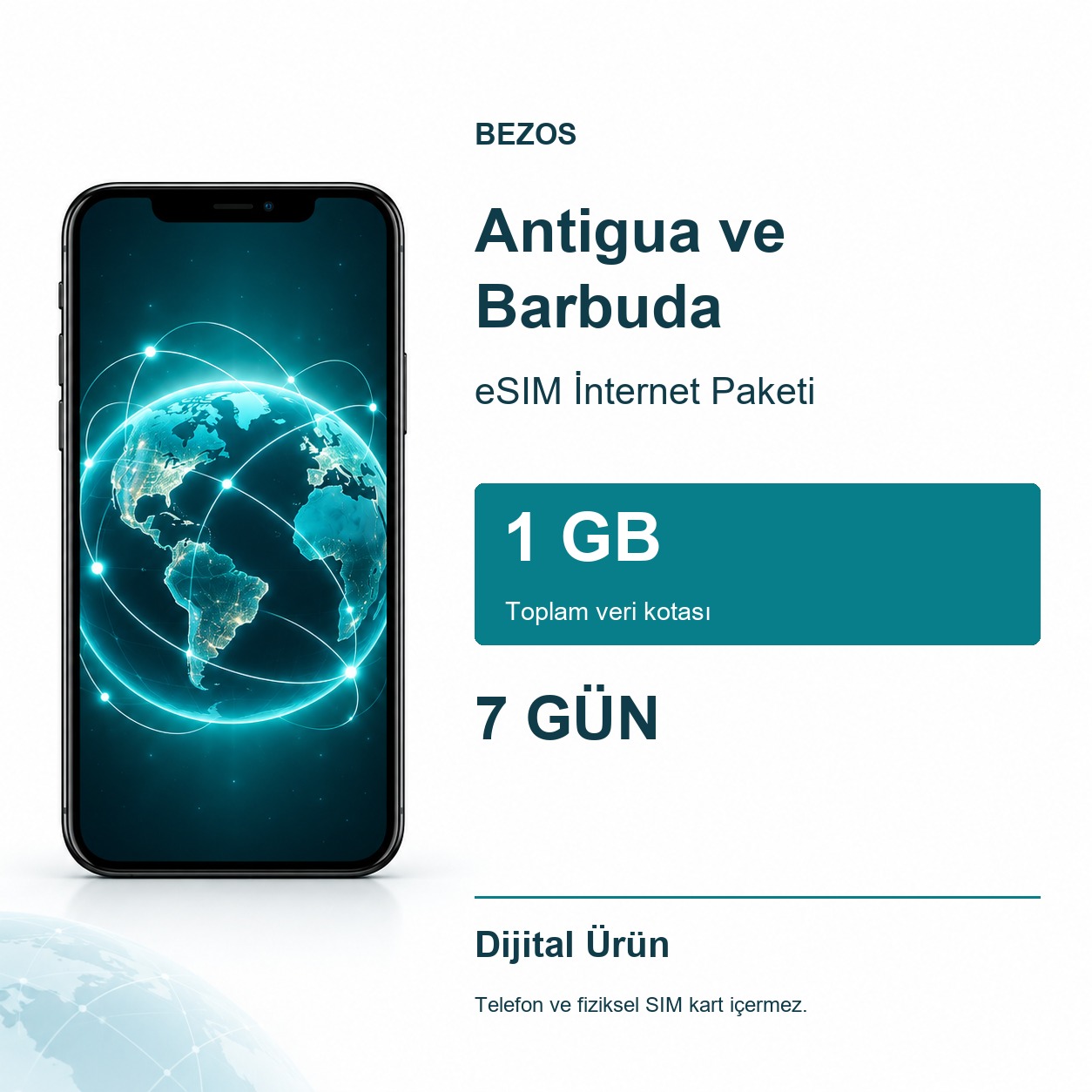 Antigua ve Barbuda eSIM İnternet Paketi 1 GB 7 Gün