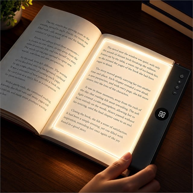 SN-37713 Led Işıklı Şeffaf Okuma Paneli Dijital Göstergeli Zaman Ayarlı Şarjlı Okuma Lambası