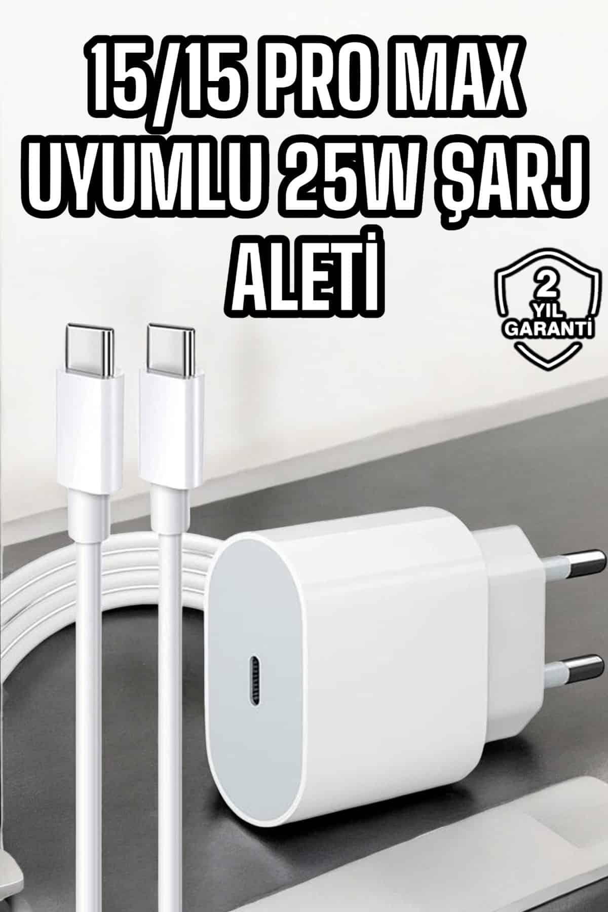 İOS Uyumlu Type-C Girişli Hızlı Şarj 15/15 Pro Max Adaptör ve Kablosu