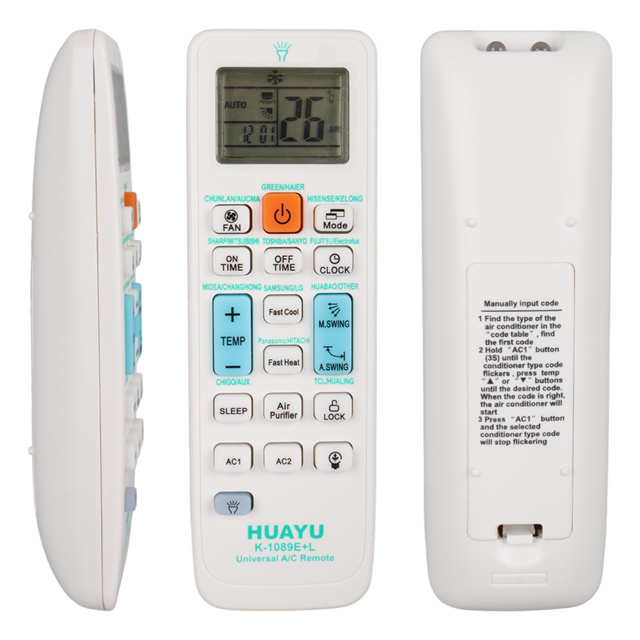 Huayu K-1089E+L Üniversal Akıllı Klima Kumandası LED Işıklı ve Geniş Uyumluluk