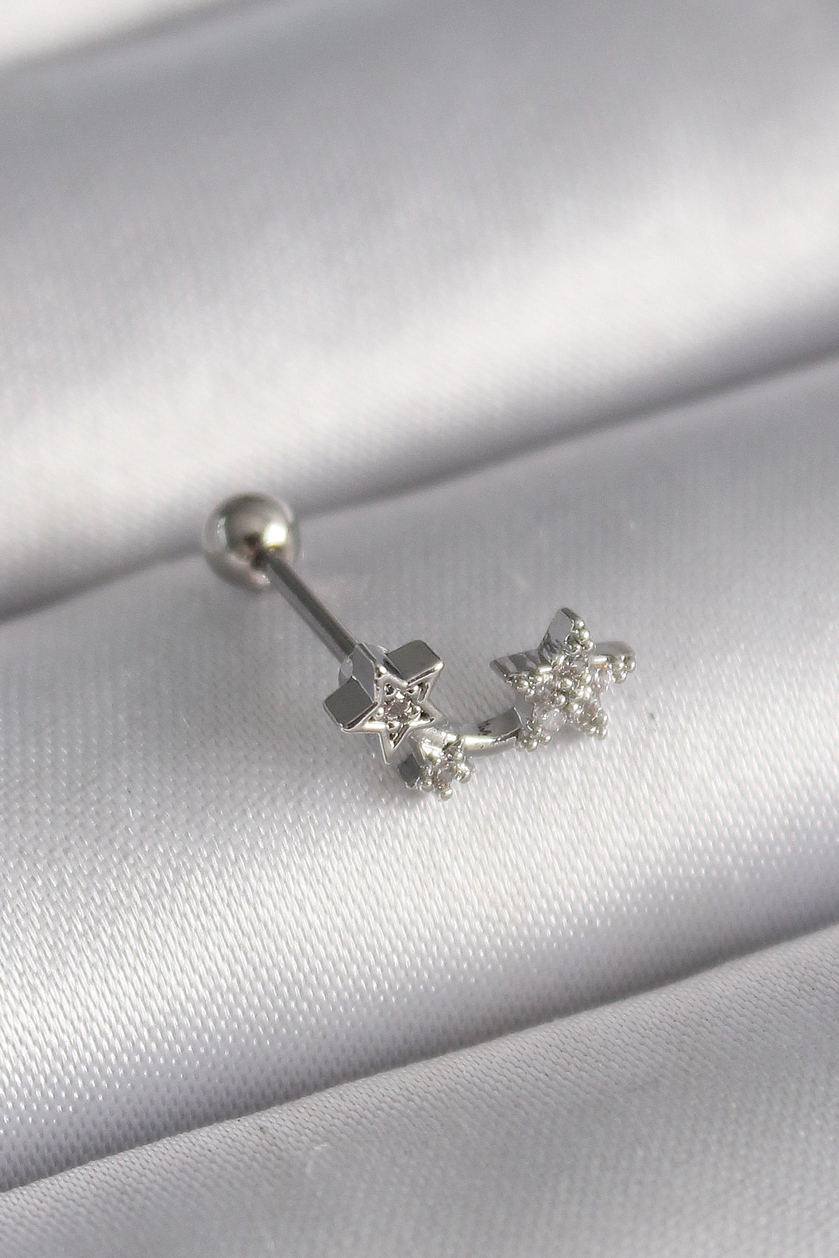 Zirkon Taşlı Yıldız Tragus Piercing 6mm 1.2mm Çelik