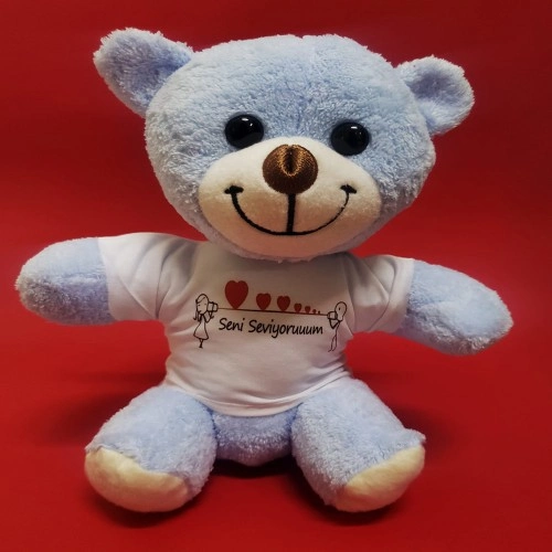 Sevimli Peluş Tişörtlü 25 cm Özel Hediye