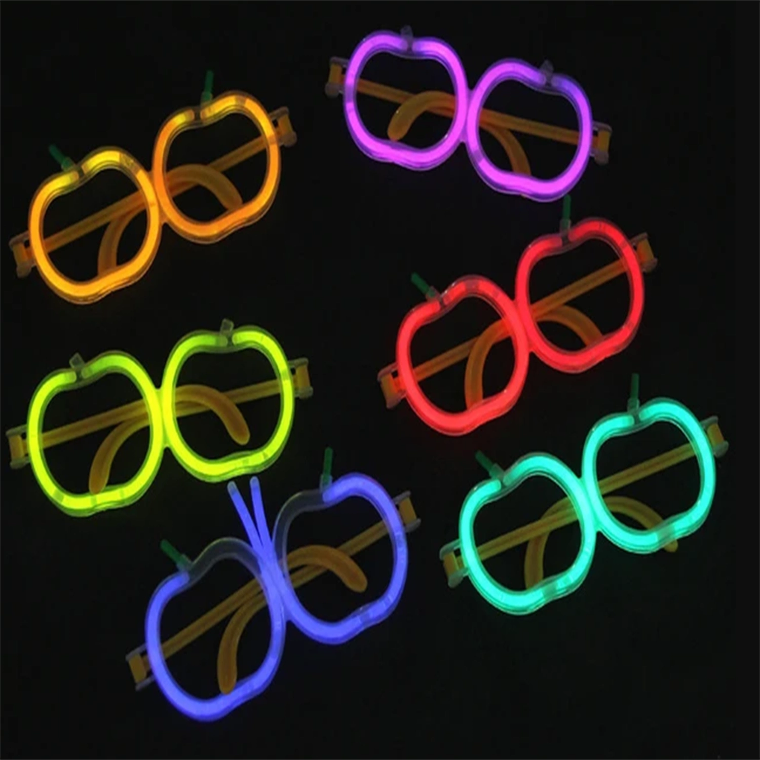 Eğlenceli Glow Stick Elma Gözlük 12 Adet Parti Aksesuarı