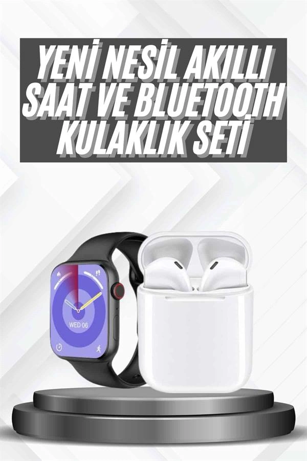 Fonksiyonel Akıllı Saat Gümüş Kasa Bluetooth Kulaklık Seti