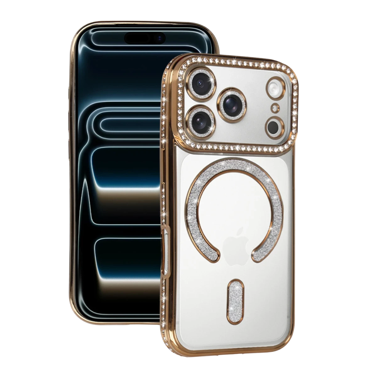 Apple iPhone 17 Pro Joke Simli Magneticsafe Kılıf - Gold