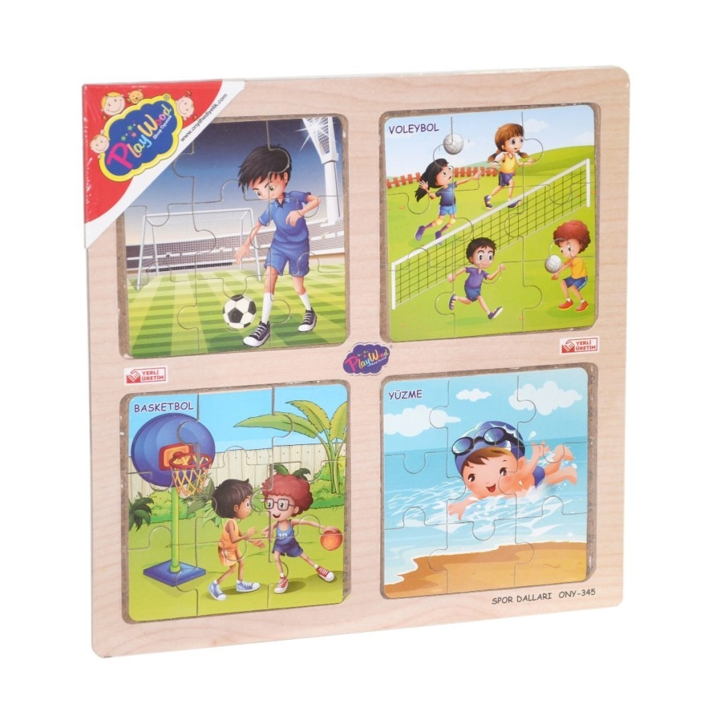 Eğitici Ahşap 4'lü Puzzle Seti - Onyıl
