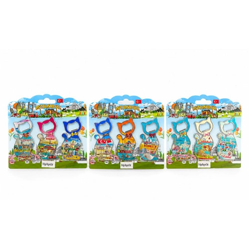 Metal Buzdolabı Süsü Magnet 3'lü Set İstanbul Temalı