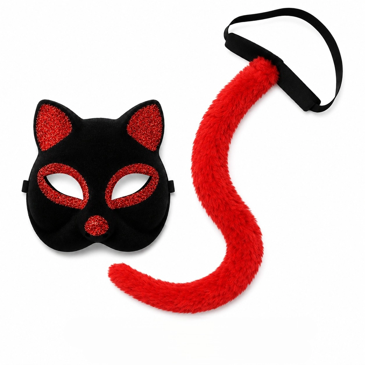 Eğlenceli Kedi Maske ve Kuyruk Seti 70 cm Parti Aksesuarı