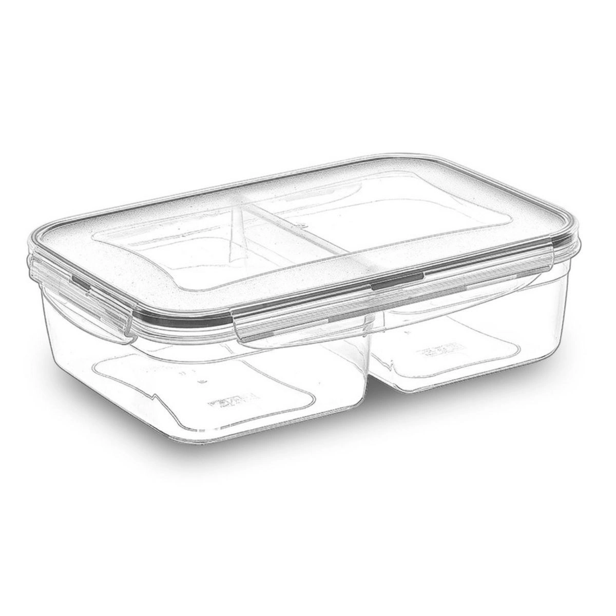 Kilitli Kapaklı 1+1 Litre İki Bölmeli Erzak Saklama Kabı