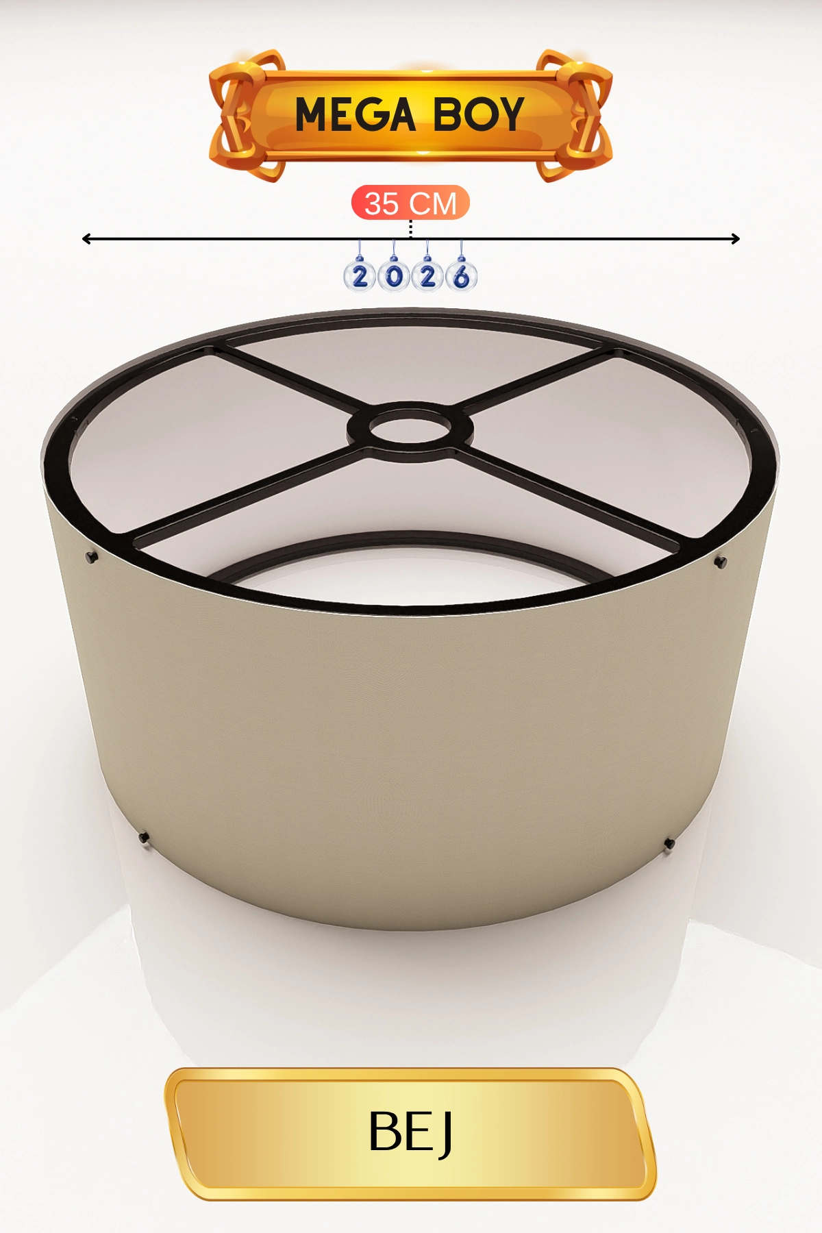 Şık Bej Lambader Başlığı 35 cm Modern Tasarım