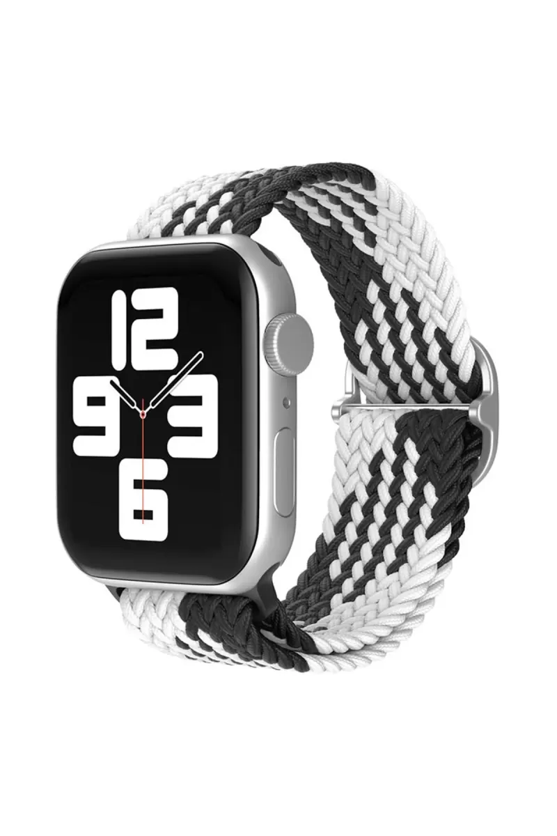 Watch 22mm Uyumlu Star Kordon - Siyah-Beyaz