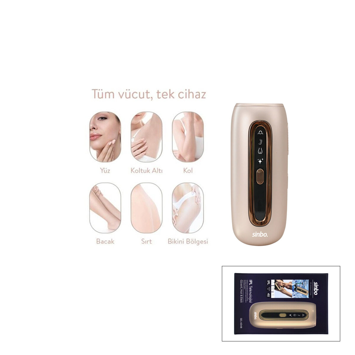 Ipl 3İN1 Buz Lazer Epilatör - Epilasyon Cihazı 9 Kademe - Lcd Ekran Tüm Vücut Uygun SEL-6048