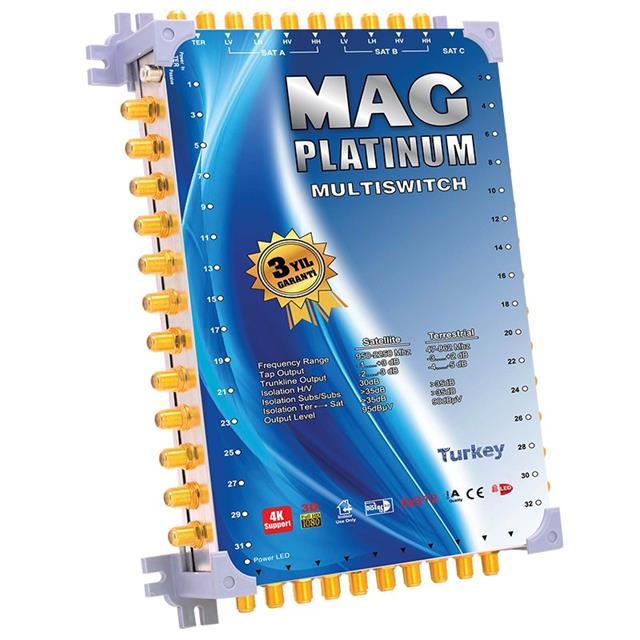 MAG Platinum MP 10/40 Multiswitch - 10 Giriş 40 Çıkışlı Merkezi Uydu Santrali Hybrid 4K ve 3D Destekli