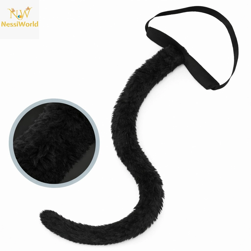 Şekil Verilebilir Siyah Peluş Kuyruk 70 cm Uzunluk
