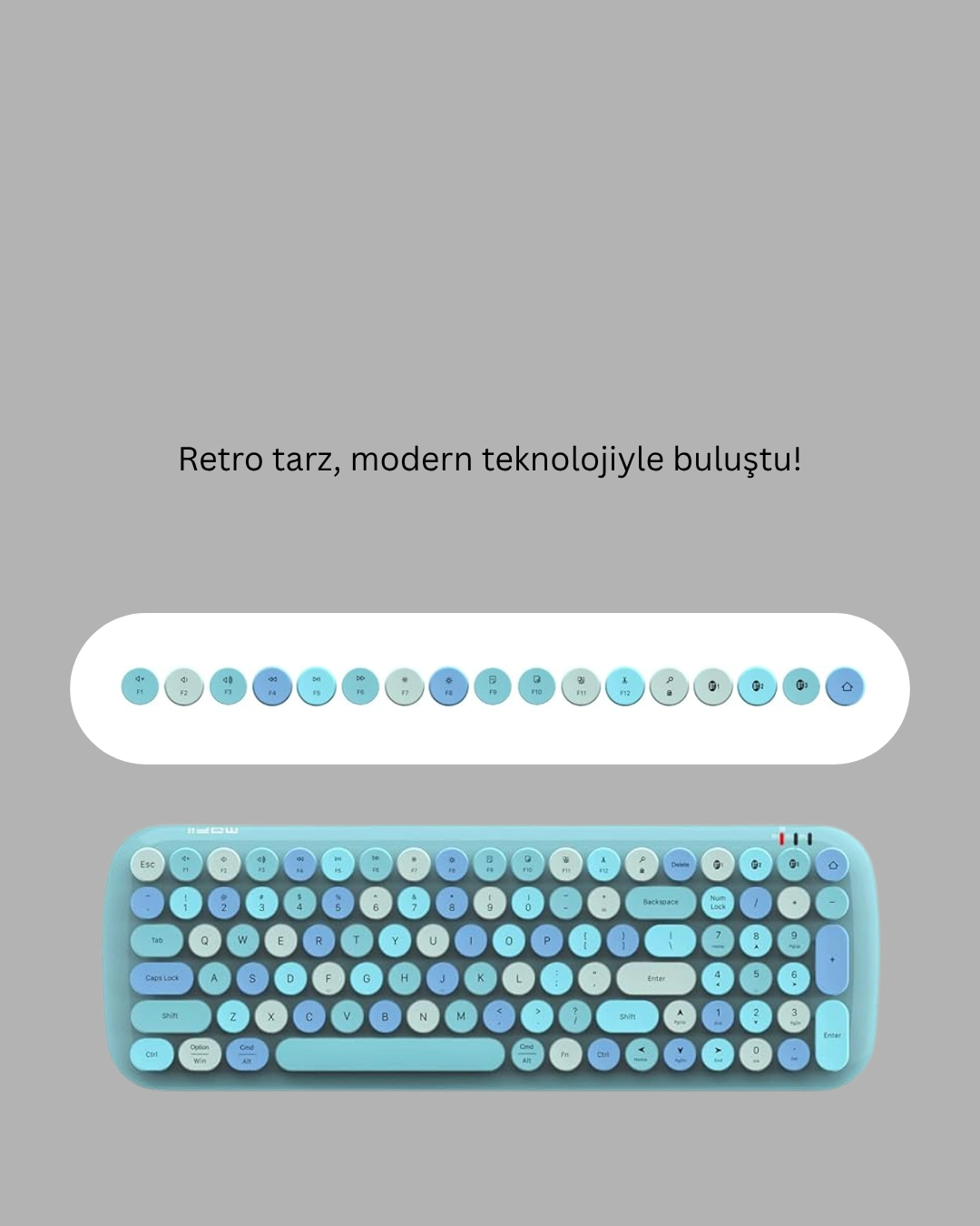 Sevimli Tasarımlı Kablosuz Klavye ve Mouse Seti 104 Tuşlu