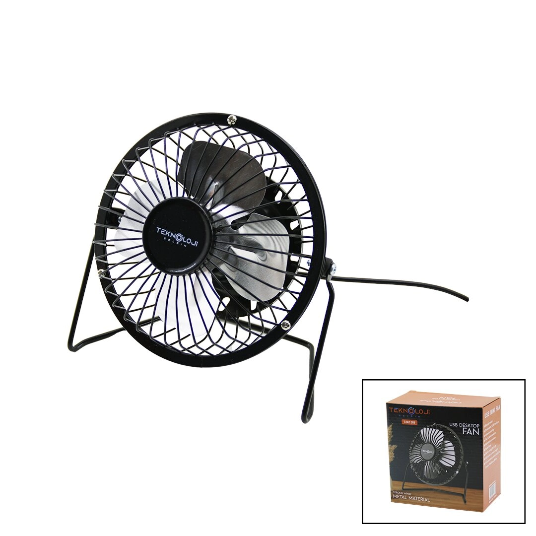 360 Derece Masaüstü Metal Fan 13.5x11x15cm USB