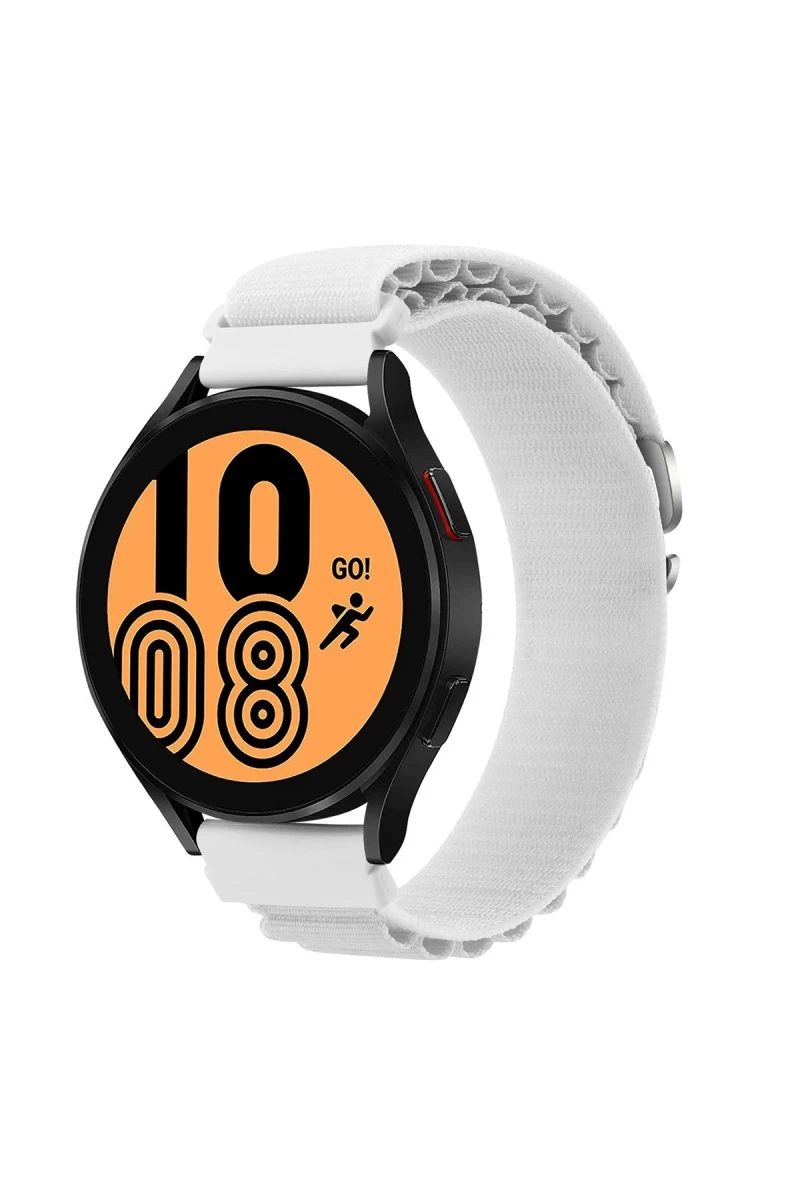 Watch 22mm Uyumlu KR410 Kumaş Kordon - Beyaz