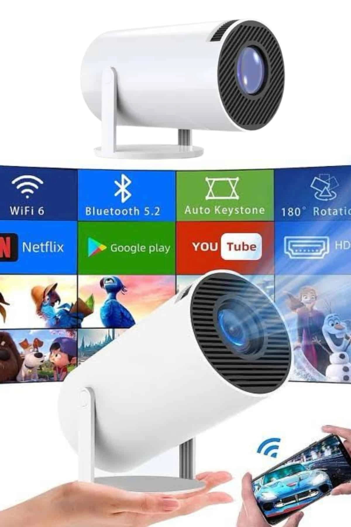 Taşınabilir Mini Projektör 720P HDMI USB Wi-Fi Eğlence Cihazı