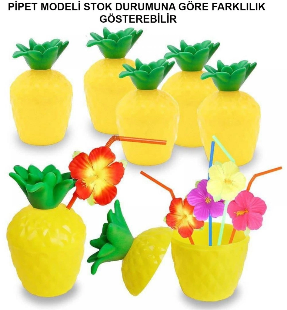 Hawaii Temalı Ananas İçecek Kabı 10x13 cm 1 Adet