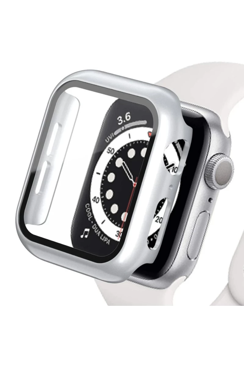 Apple Watch Ultra 49mm Uyumlu Camlı Kasa Ekran Koruyucu - Gümüş