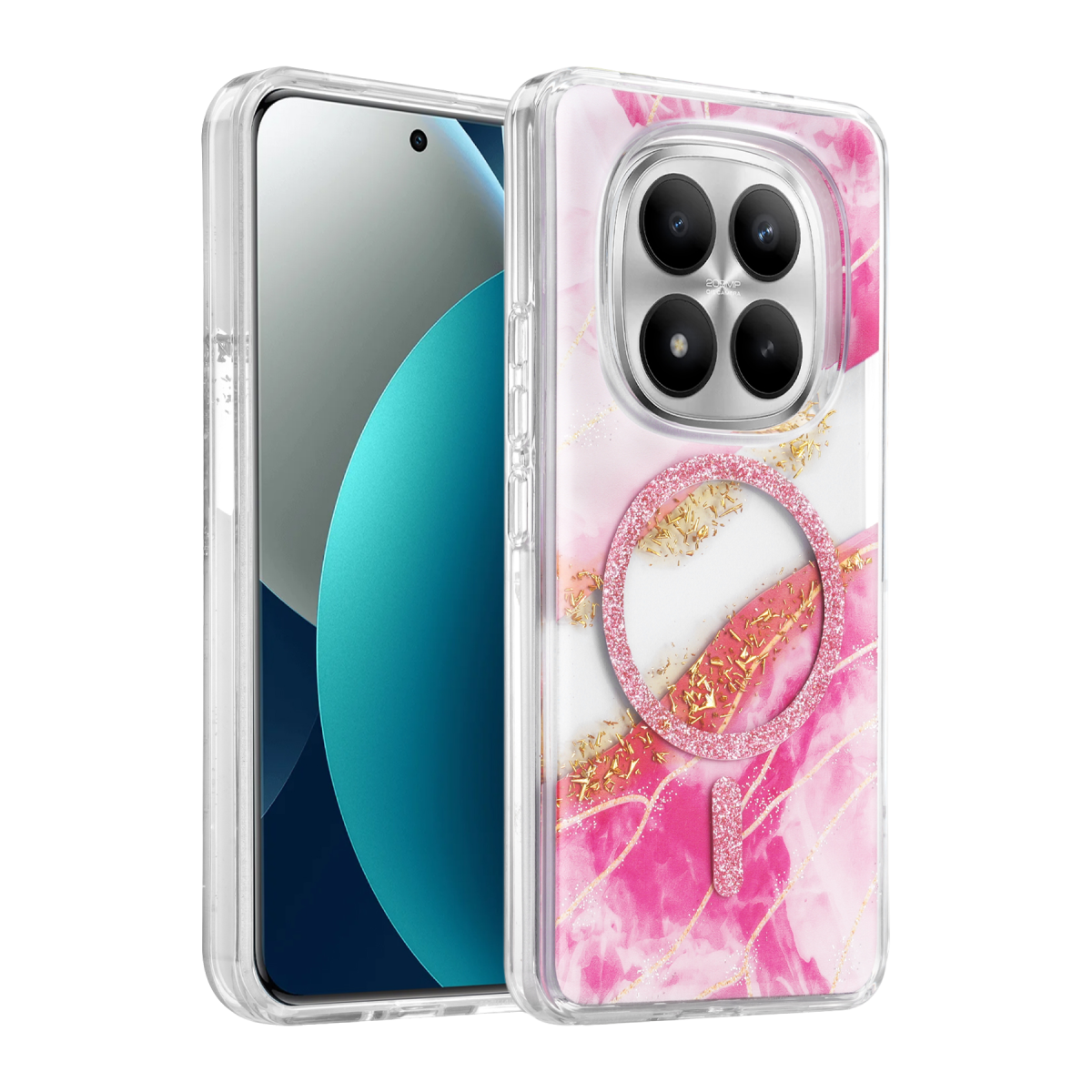 Onegif Xiaomi Redmi Note 15 Pro 5G Lotus Simli Magsafe Kapak - Pembe