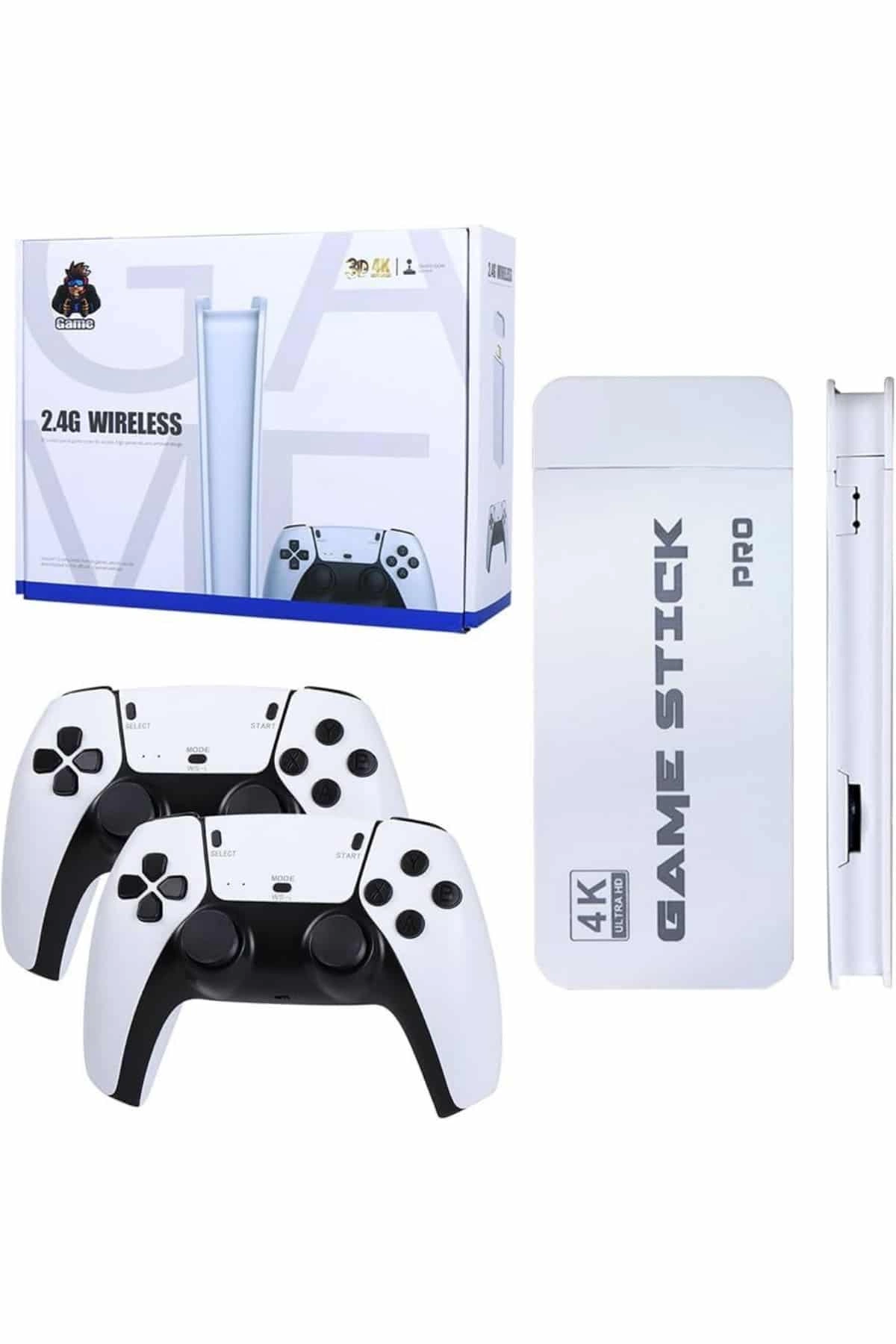 Beyaz Retro Game Stick 4K HD Konsol +20000 Oyun