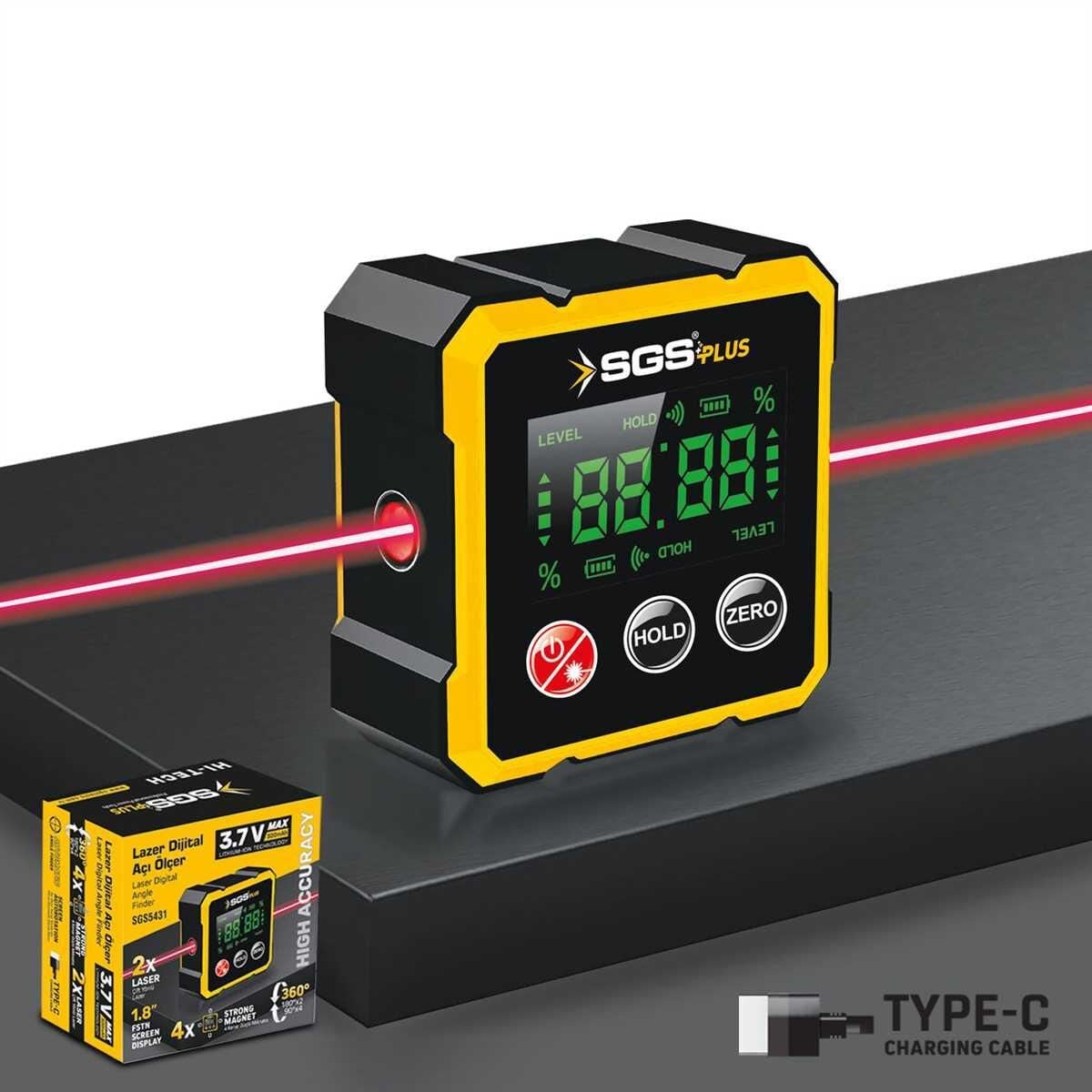 SGS 5431 Lazer Dijital Açı Ölçer Mıknatıslı