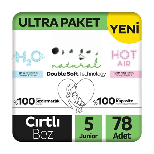 Ultra Paket Bebek Bezi 5 Beden 78 Adet Natural Double Soft