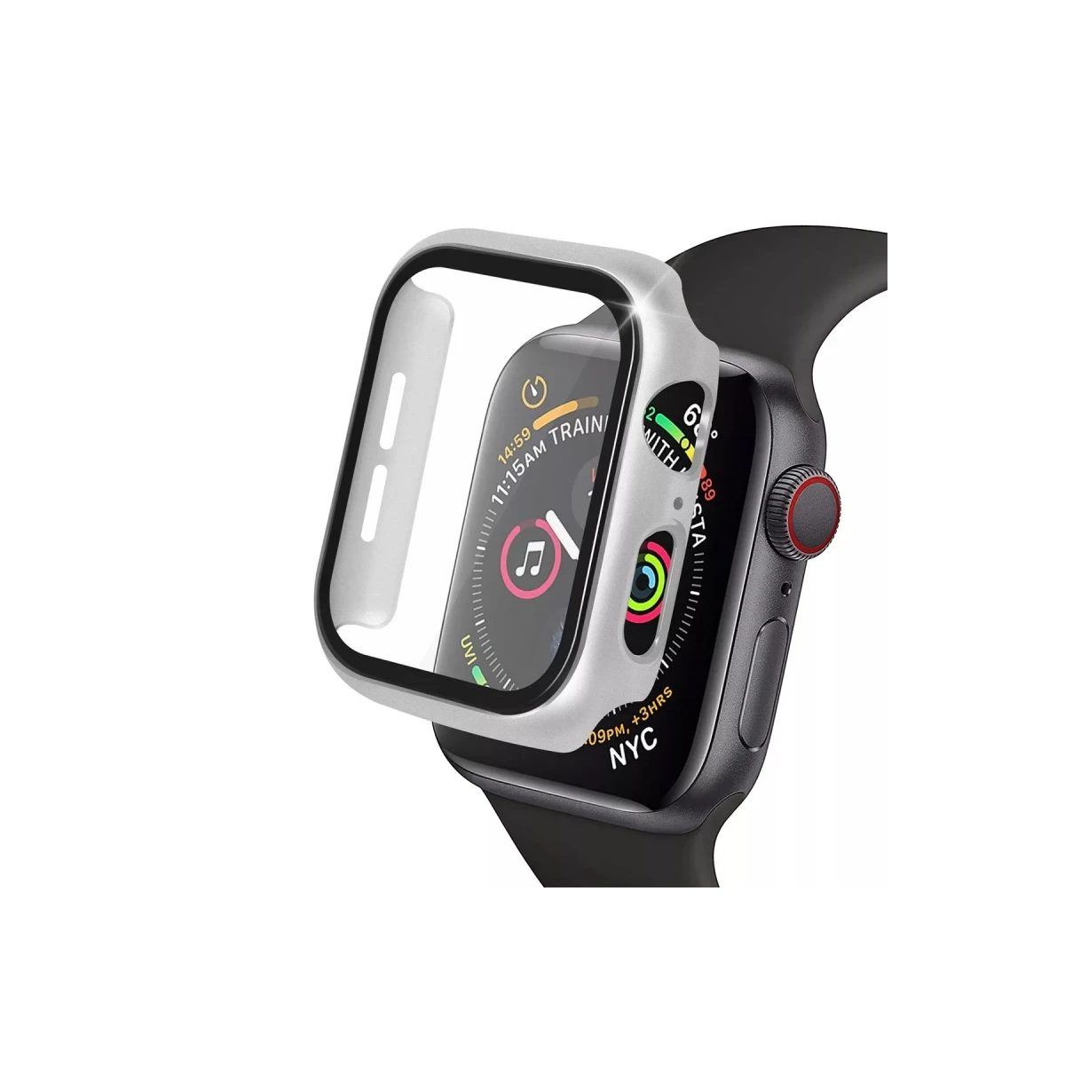 Apple Watch 40mm Camlı Kasa Ekran Koruyucu - Gümüş
