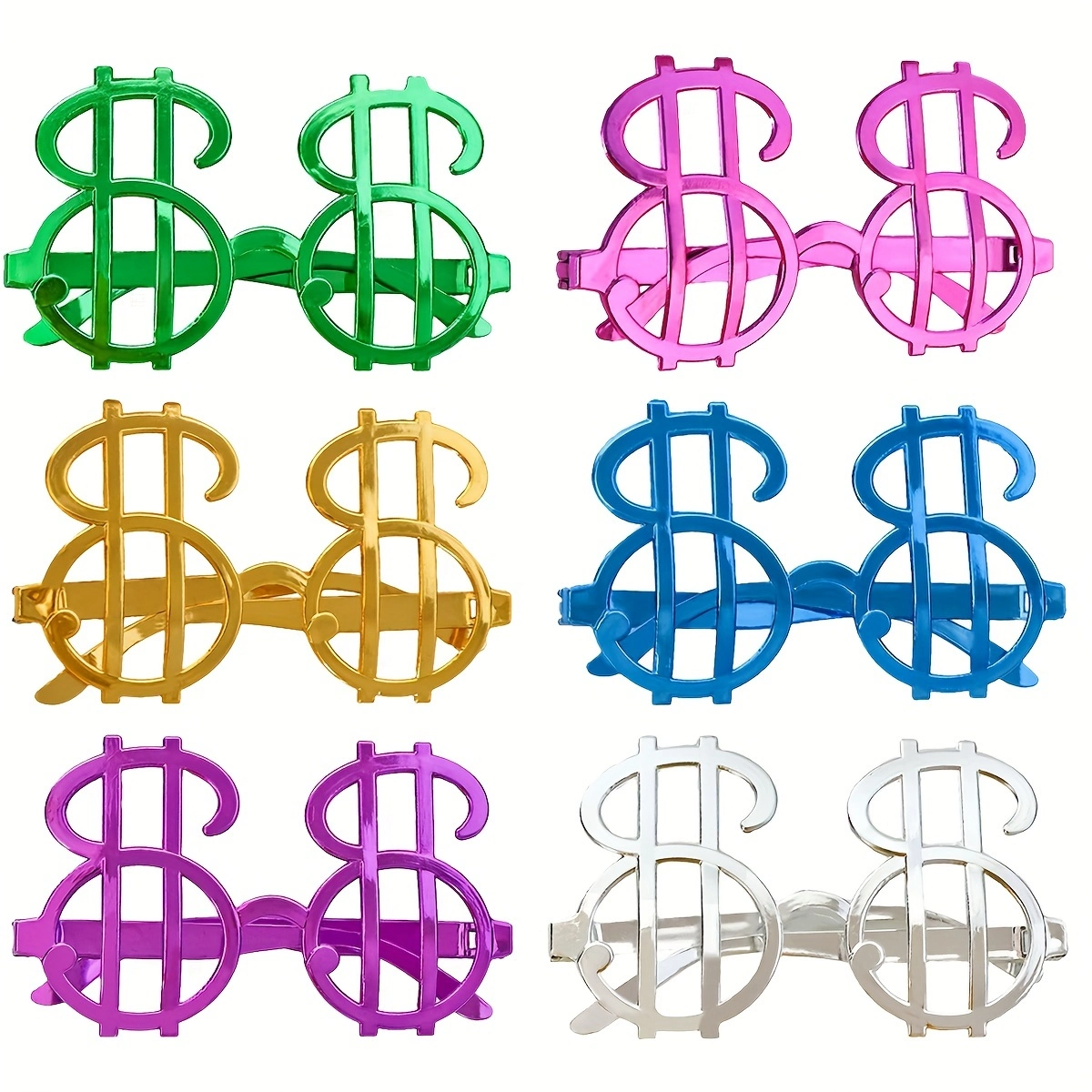 Eğlenceli Dolar Şekilli Metalize Gözlük 6'lı Set