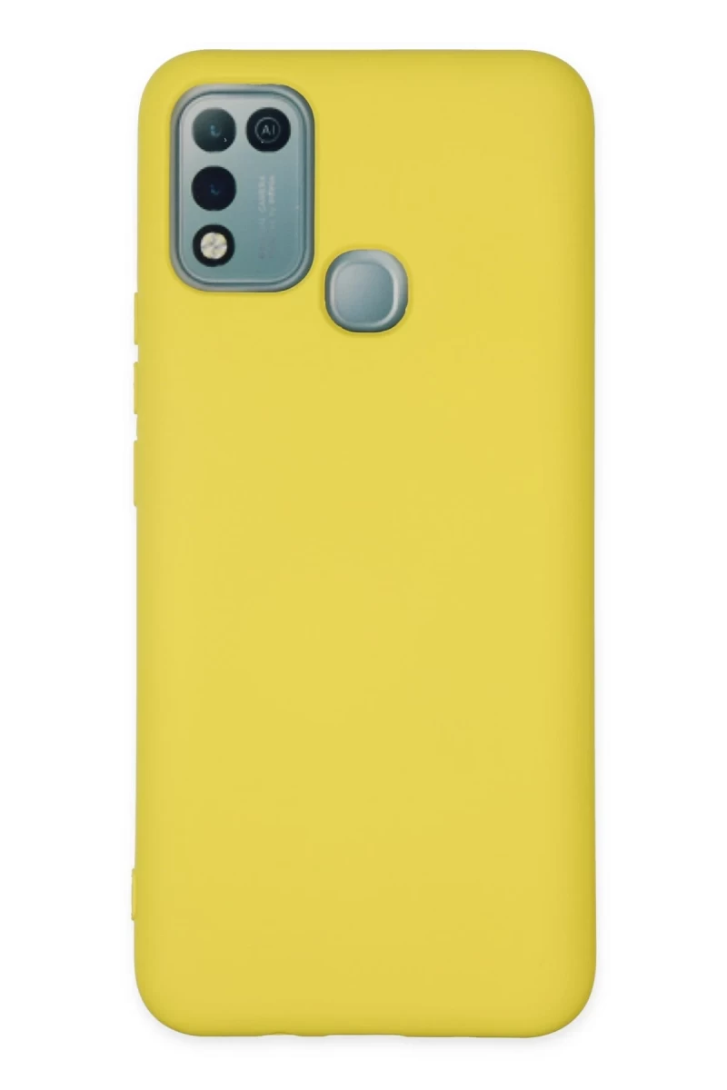İnfinix Hot 10 Play Uyumlu Kılıf Nano içi Kadife Silikon - Sarı